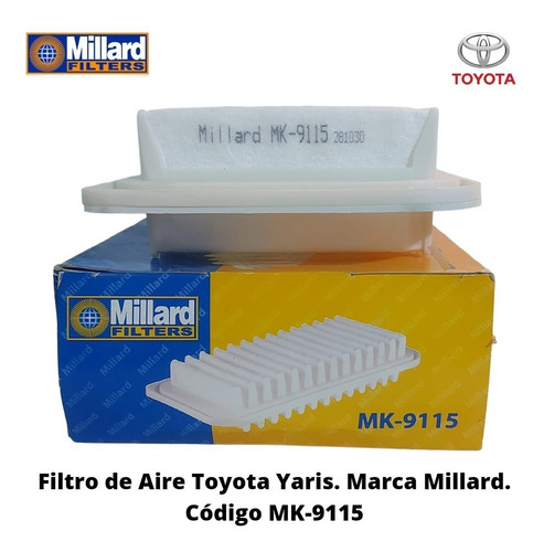 FILTRO AIRE MILLARD TOYOTA YARIS 2016-2021