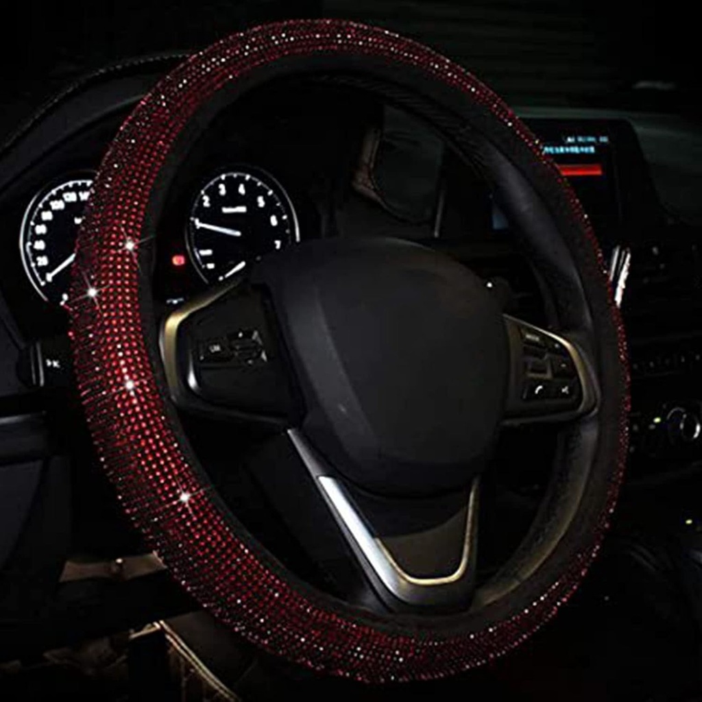 FORRO VOLANTE ROJO DIAMANTE DORADO